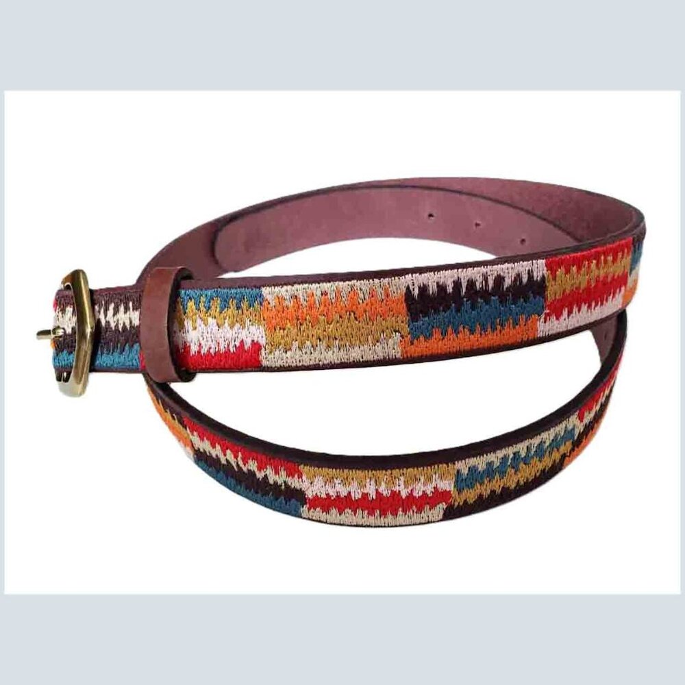 Lucky Brand Size Embroidered Leather Belt Women's Size Large, Best Fits 38